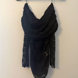 Zara Black Lace Off the Shoulder Long Sleeve